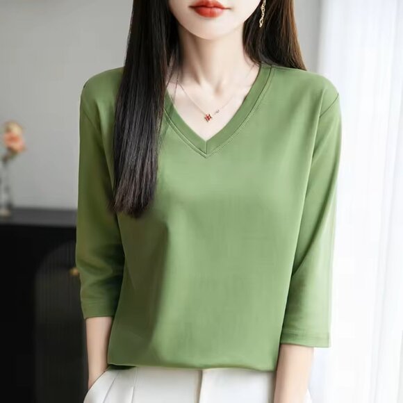 Mid-length sleeve Cotton Casual T-shirt (Multi-colour) - Picture 10 of 11